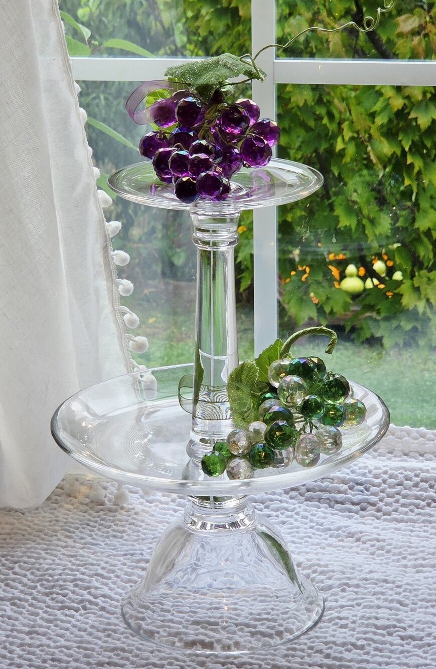 Fabulous 2 Tier Pedestal Cake Stand Cupcake Clear Glass Serving Tray 11" Tall